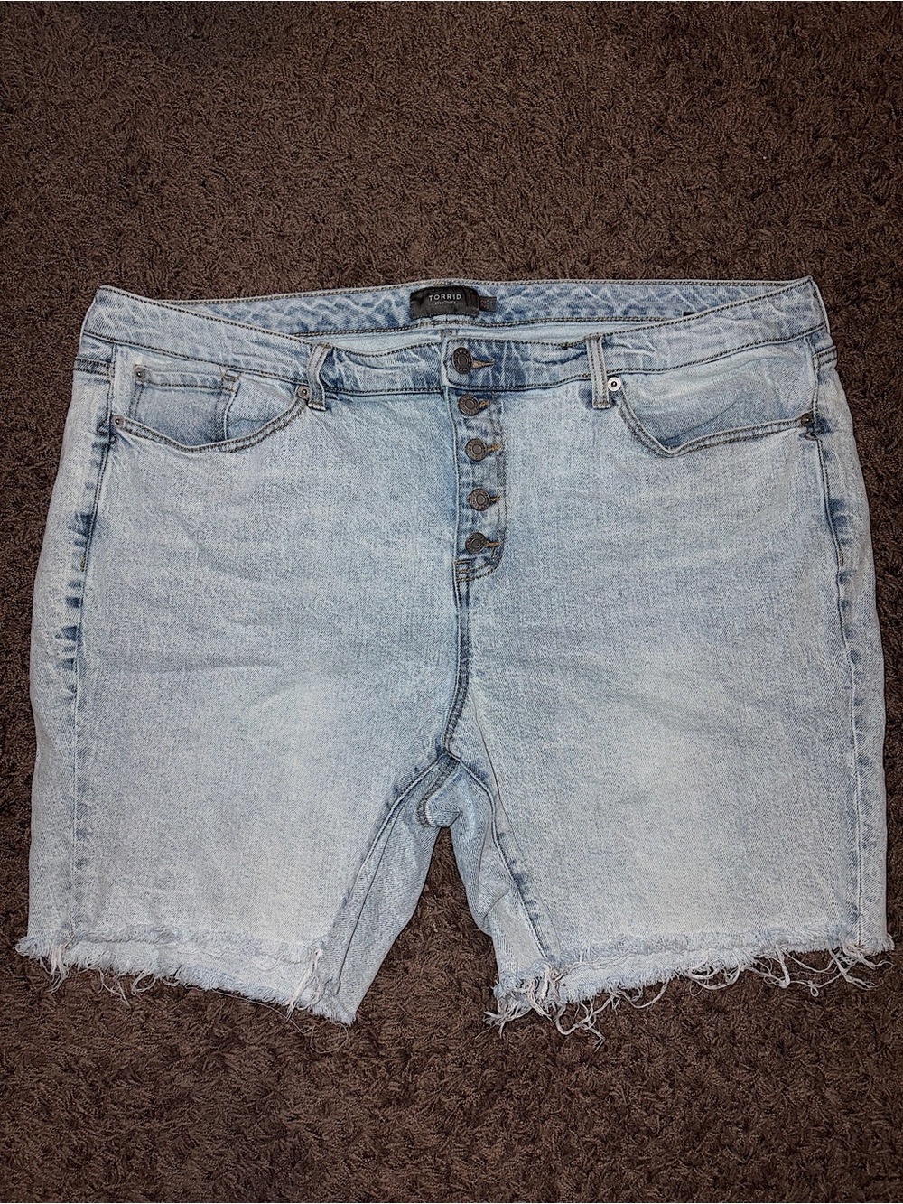 torrid Light Blue High-Rise Button-Fly Denim Shorts